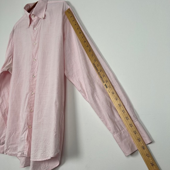 Stenströms Fitted Body Pink Button Down Shirt Mens Size 17 43 Twofold Cotton - Picture 9 of 13
